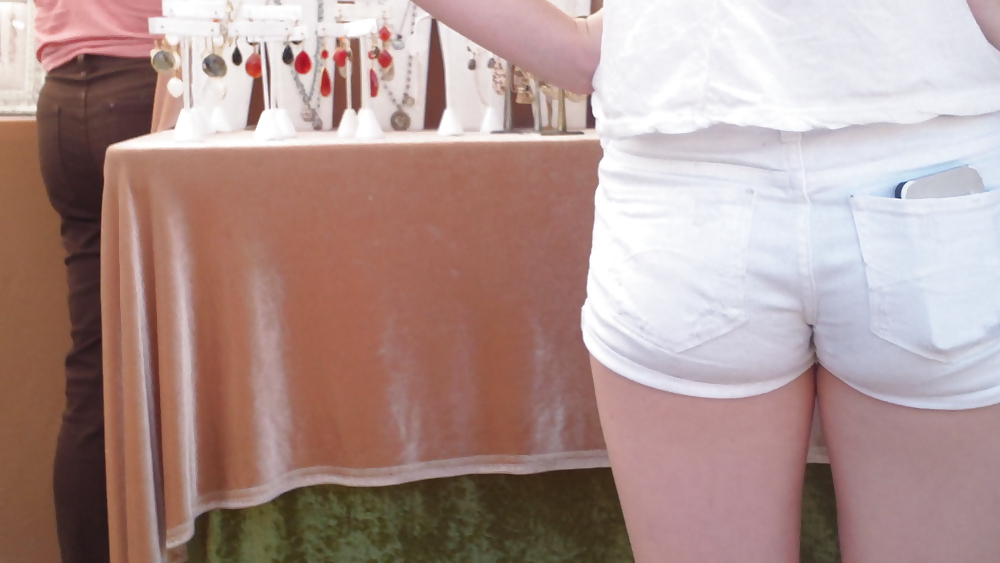 Girls ass & butts at the market in shorts #12513892