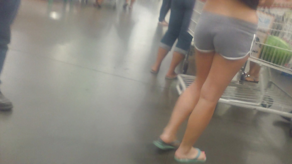 Girls ass & butts at the market in shorts #12514058