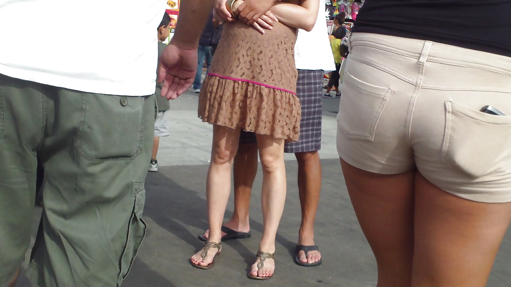 Girls ass & butts at the market in shorts #12514216