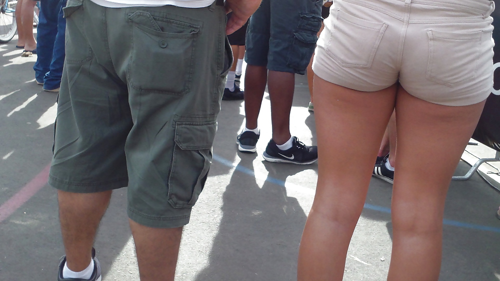Girls ass & butts at the market in shorts #12514244