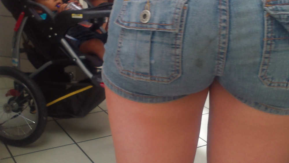 Girls ass & butts at the market in shorts #12514499