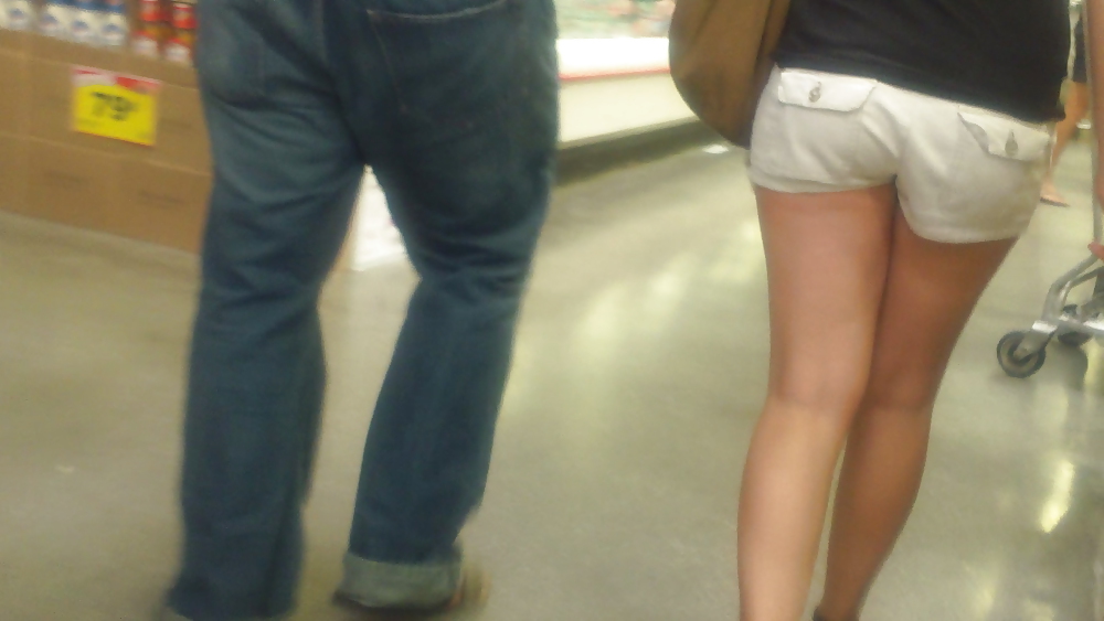 Girls ass & butts at the market in shorts #12514626