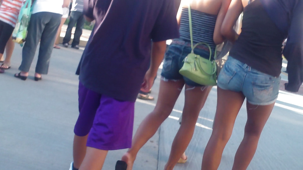 Girls ass & butts at the market in shorts #12514964