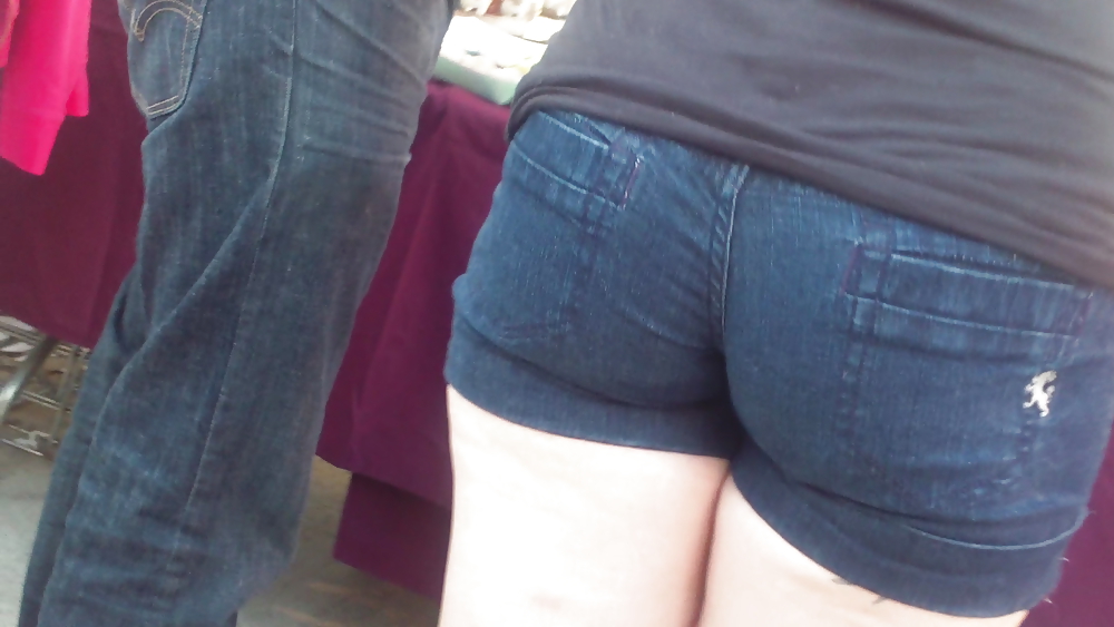 Girls ass & butts at the market in shorts #12515197
