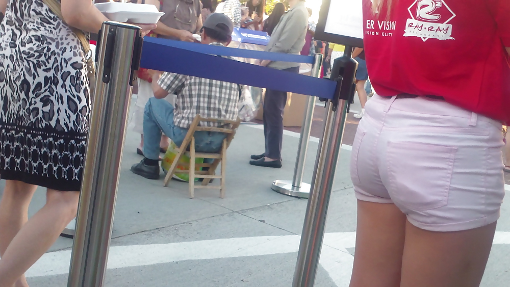 Girls ass & butts at the market in shorts #12515210