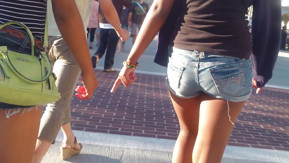 Girls ass & butts at the market in shorts #12515347