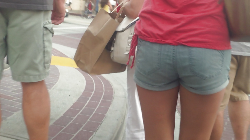 Girls ass & butts at the market in shorts #12515413