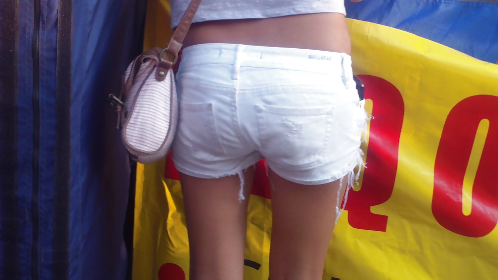 Girls ass & butts at the market in shorts #12515614