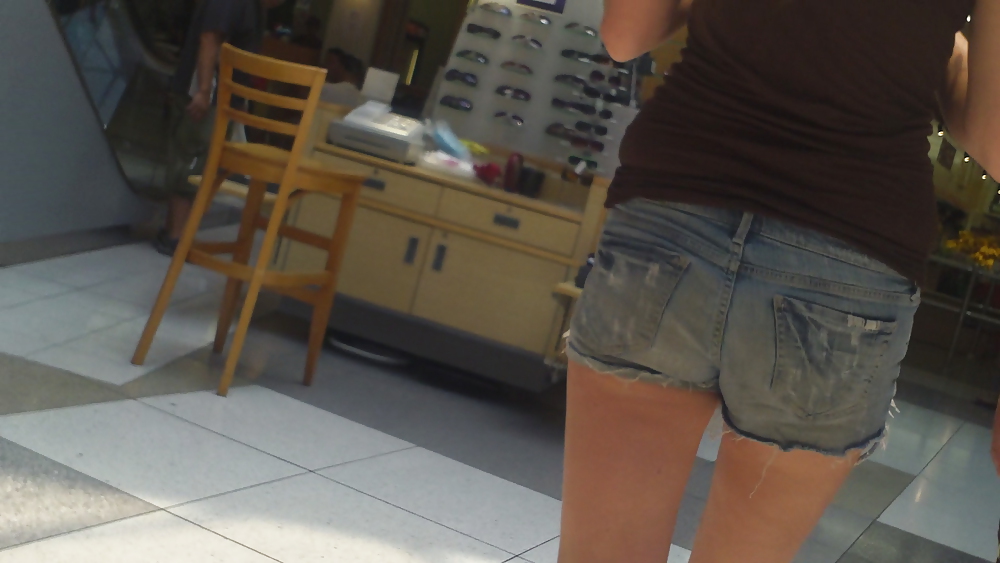 Girls ass & butts at the market in shorts #12515774