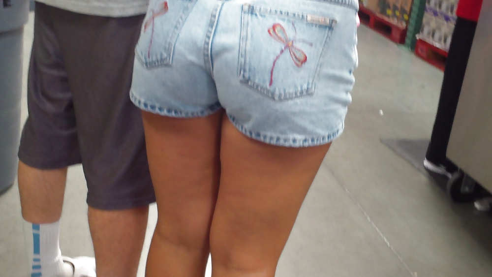 Girls ass & butts at the market in shorts #12515805