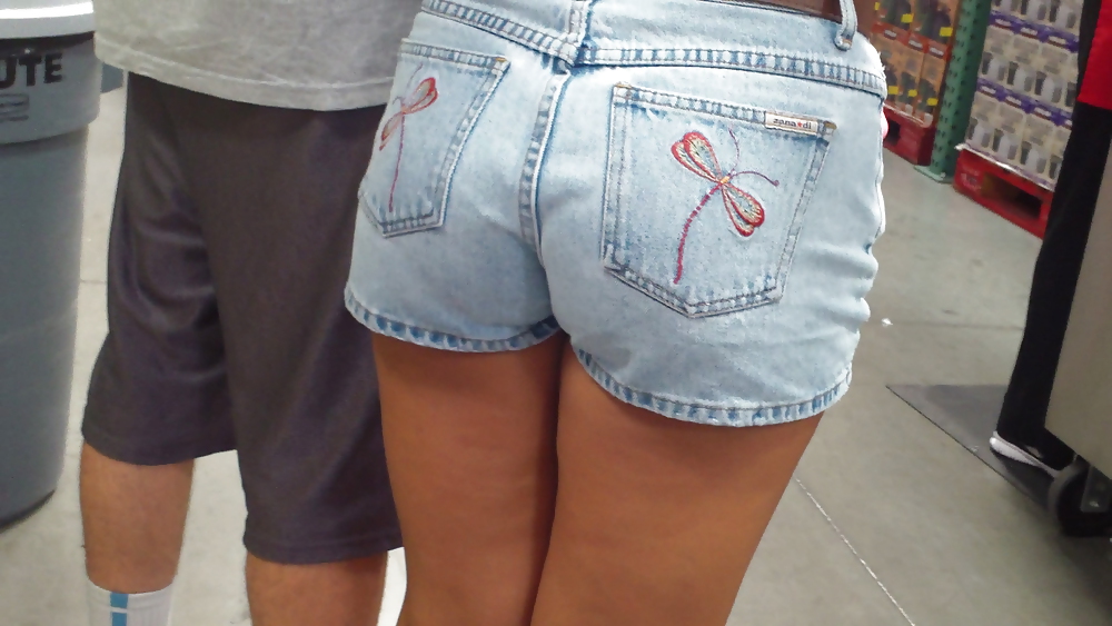 Girls ass & butts at the market in shorts #12515818