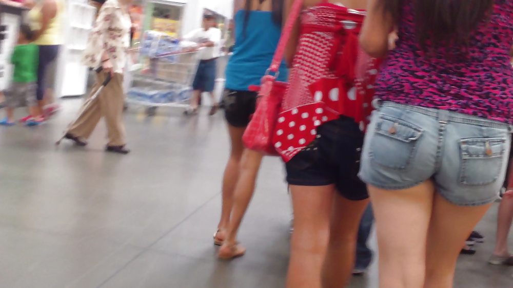 Girls ass & butts at the market in shorts #12515827