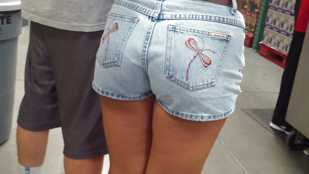 Girls ass & butts at the market in shorts #12515856