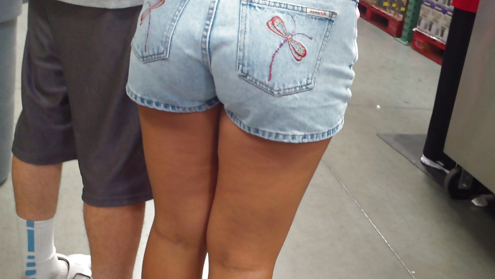 Girls ass & butts at the market in shorts #12515864