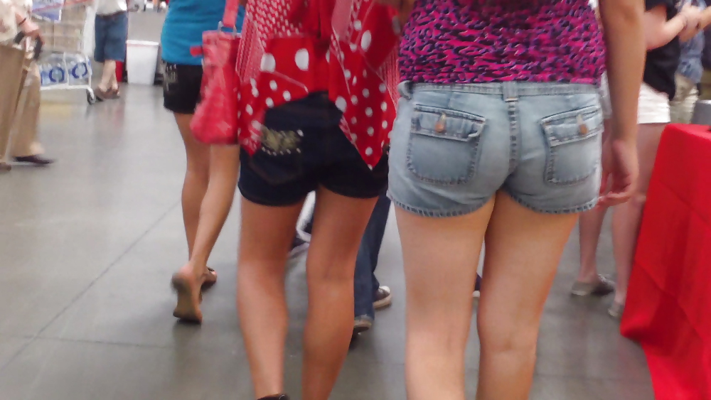 Girls ass & butts at the market in shorts #12515914