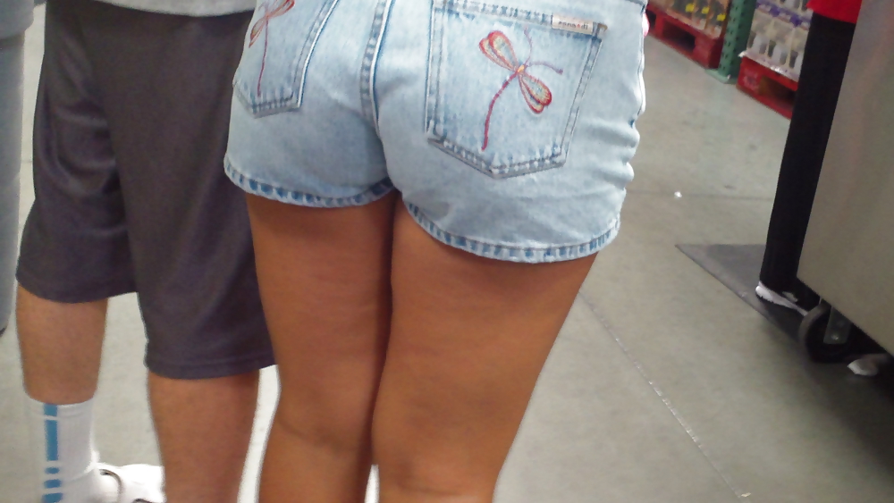 Girls ass & butts at the market in shorts #12515921
