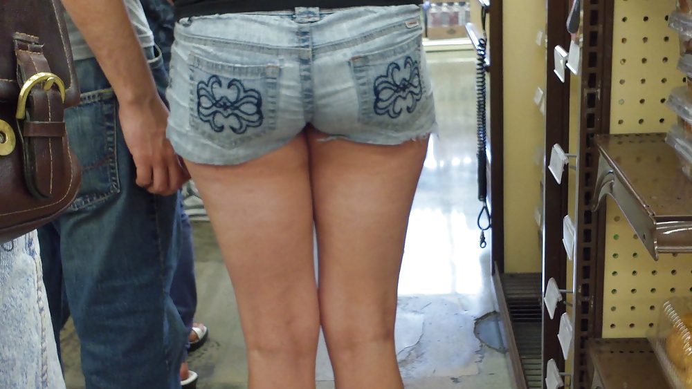 Girls ass & butts at the market in shorts #12515987