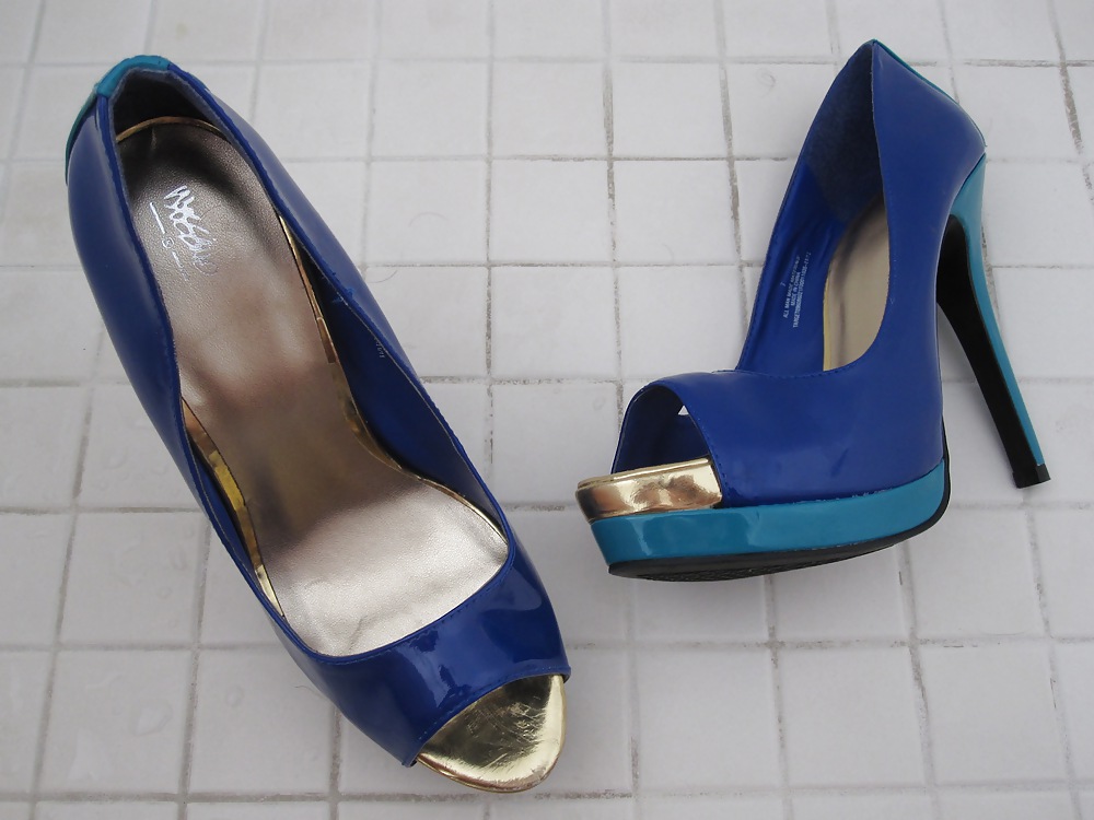 Mossimo Bleu Chaussures à Talons Hauts Peep Toe Cummed #14403377