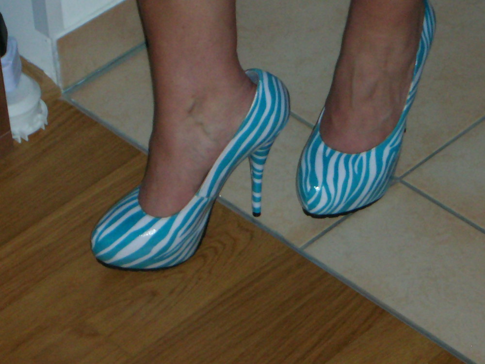 Wife black white platform heels #14938917