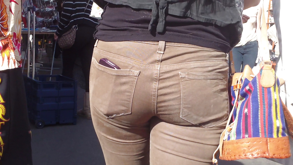 Sexy beautiful tight teen ass & butt in brown jeans #6788798