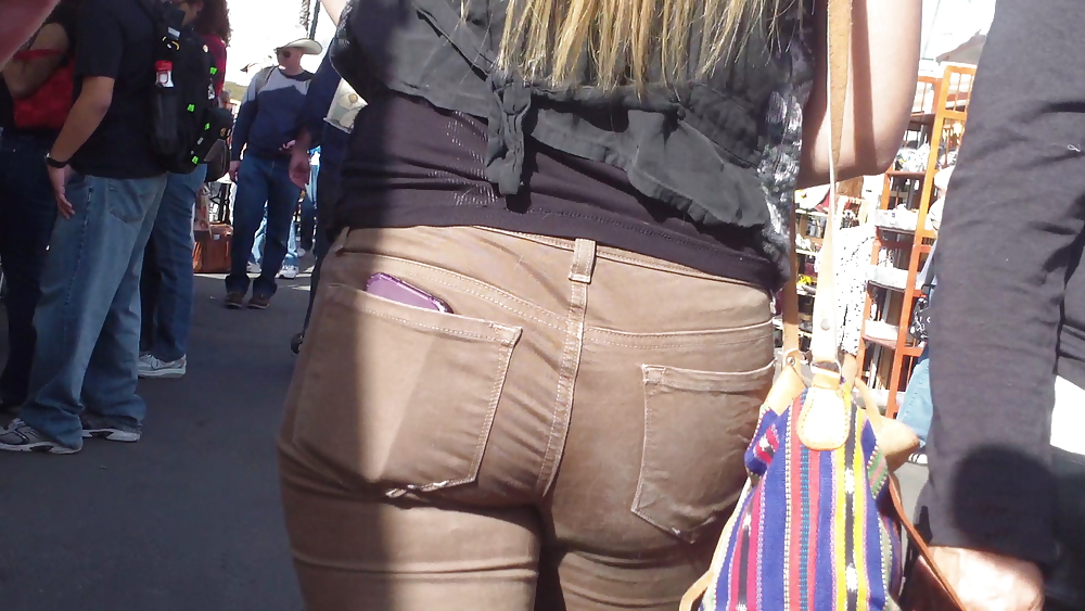Sexy beautiful tight teen ass & butt in brown jeans #6788844