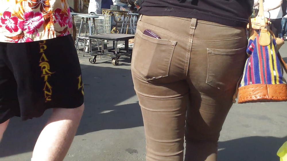 Sexy beautiful tight teen ass & butt in brown jeans #6788868