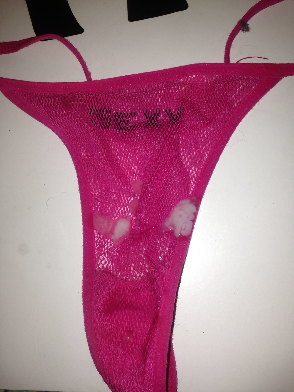 Cum on girlfriends dirty thong panties