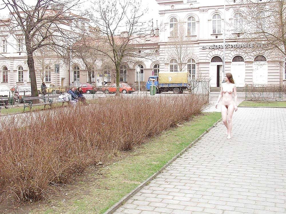 Czeck girl walking nude in public - N. C.  #13628674
