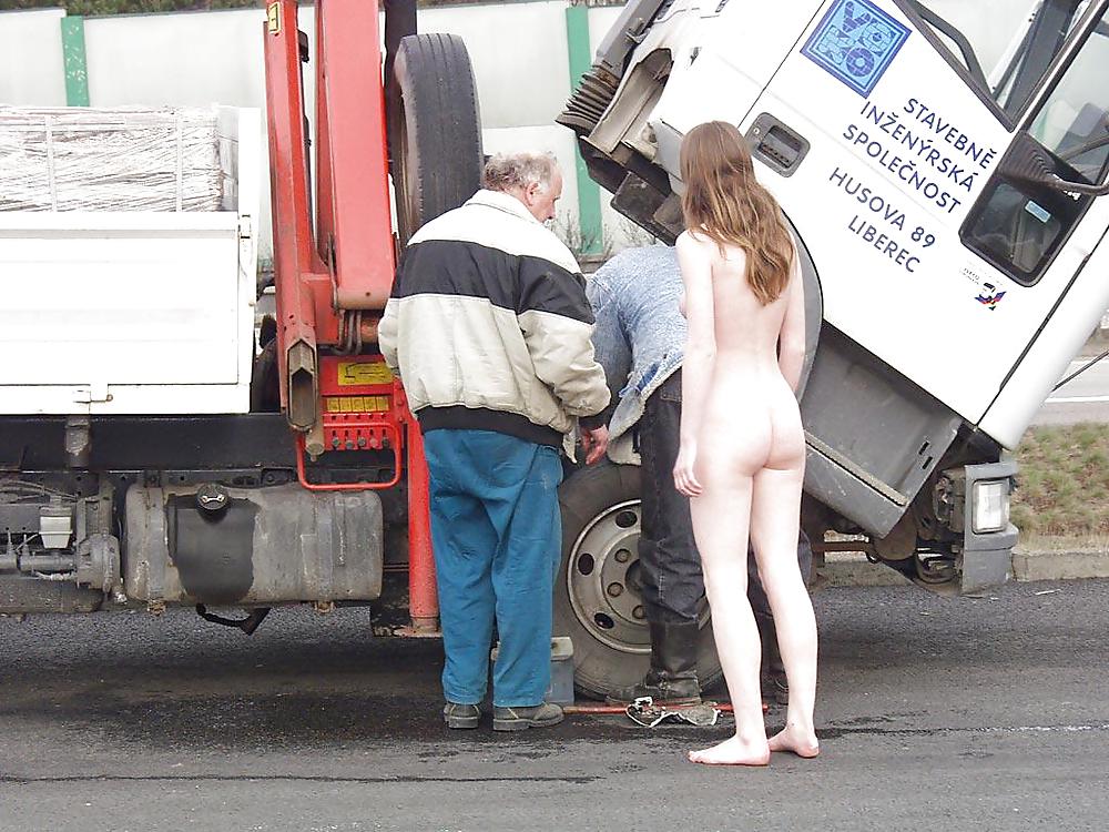 Czeck girl walking nude in public - N. C.  #13628784