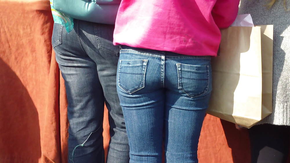 Sexy cute teen ass & butt in nice blue jeans  #7479903