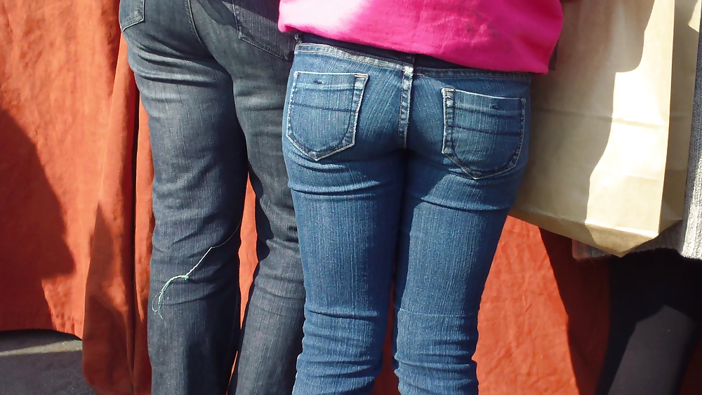 Sexy cute teen ass & butt in nice blue jeans  #7479917