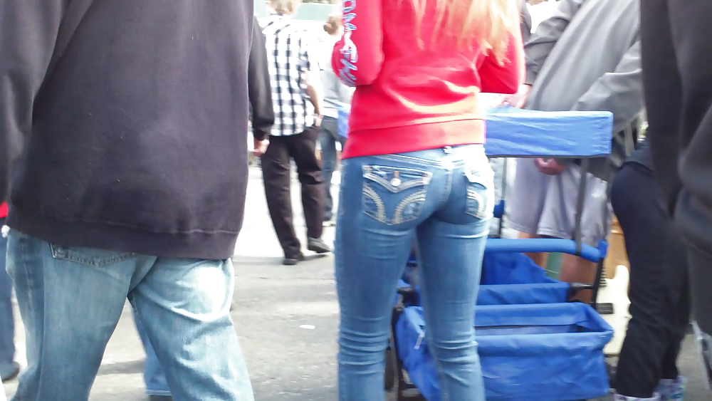 Beautiful teen ass & butt in tight blue jeans #11355927