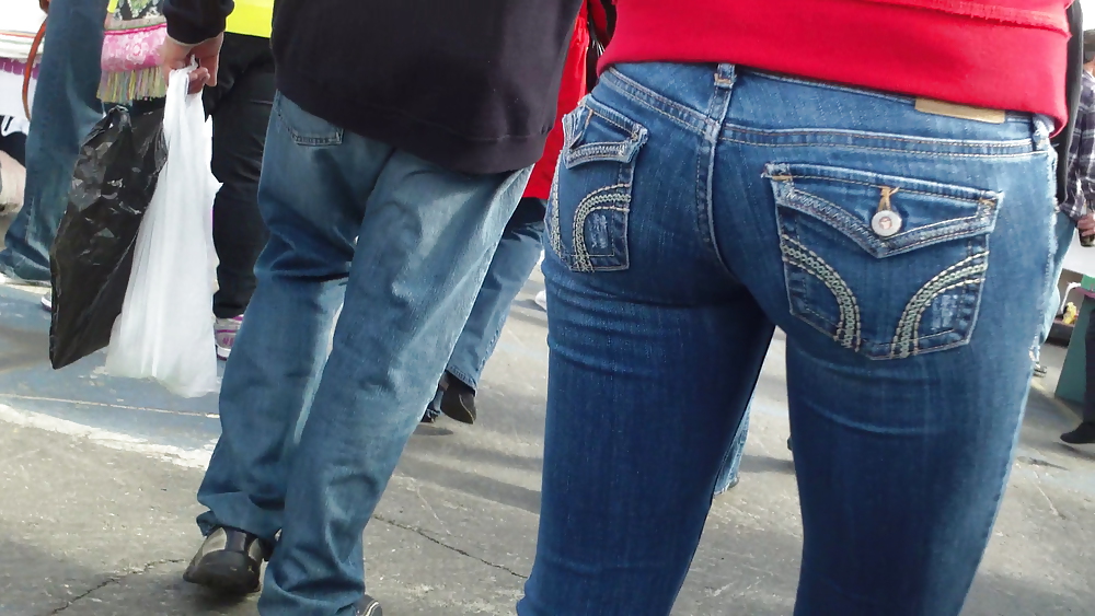 Beautiful teen ass & butt in tight blue jeans #11356040