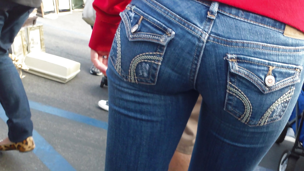 Beautiful teen ass & butt in tight blue jeans #11356319