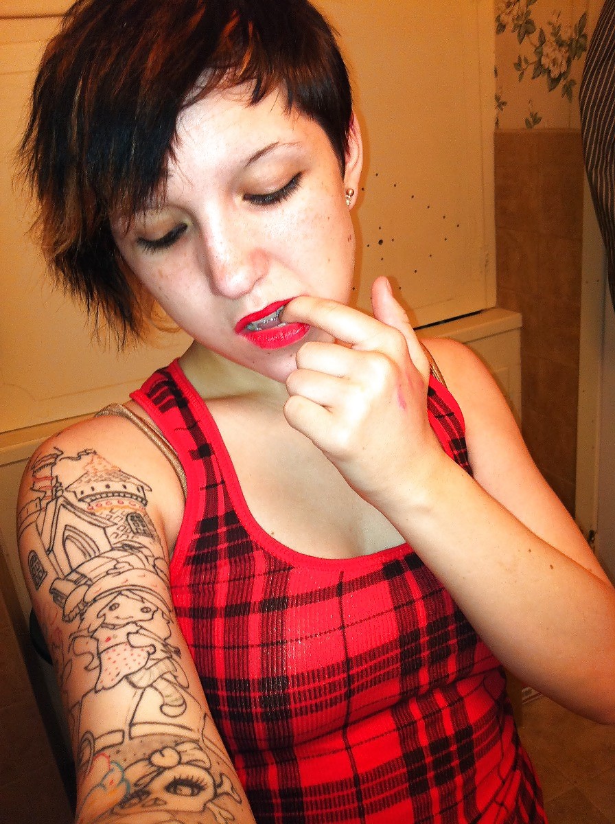 Emo tattoed girl with  short hair #11762143