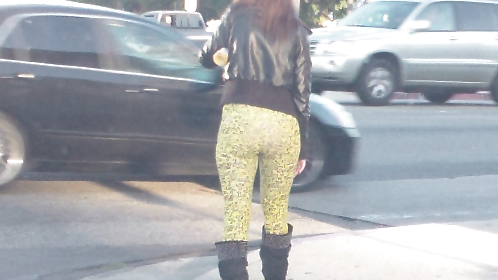 Teen street corner girl butt & ass in tights #22751596
