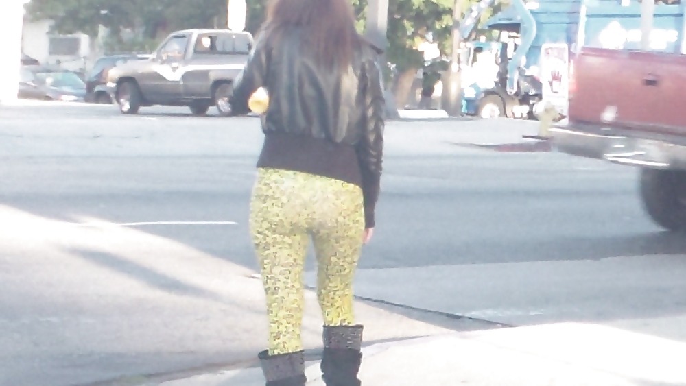 Teen street corner girl butt & ass in tights #22751602