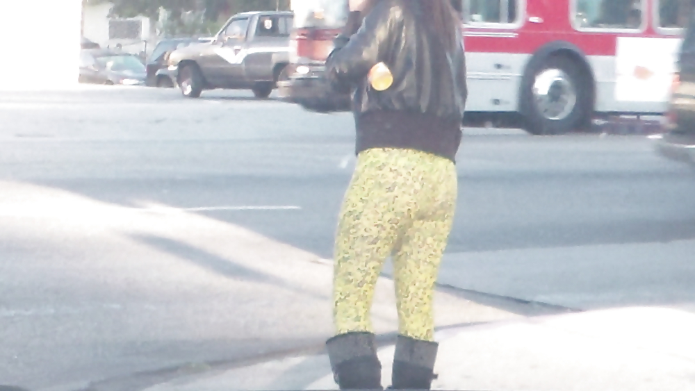 Teen street corner girl butt & ass in tights #22751615