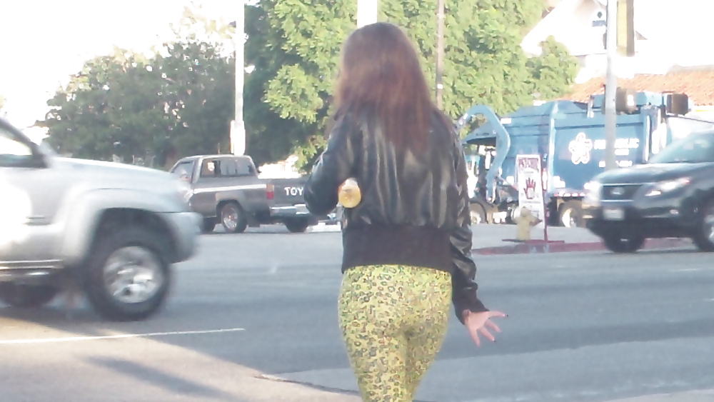 Teen street corner girl butt & ass in tights #22751637