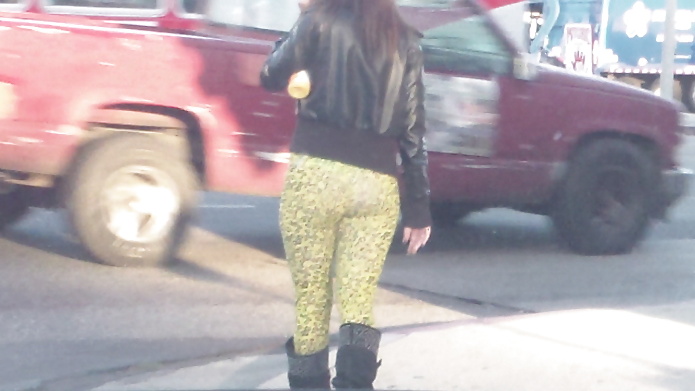 Teen street corner girl butt & ass in tights #22751642