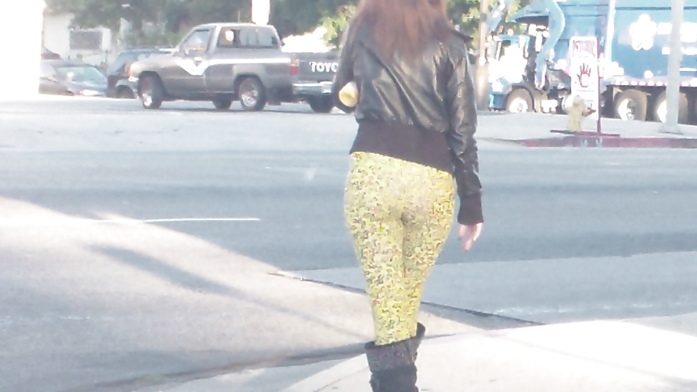 Teen street corner girl butt & ass in tights #22751659
