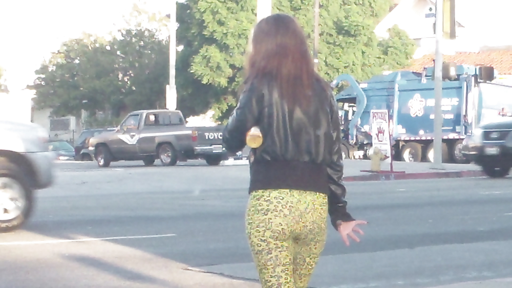 Teen street corner girl butt & ass in tights #22751678