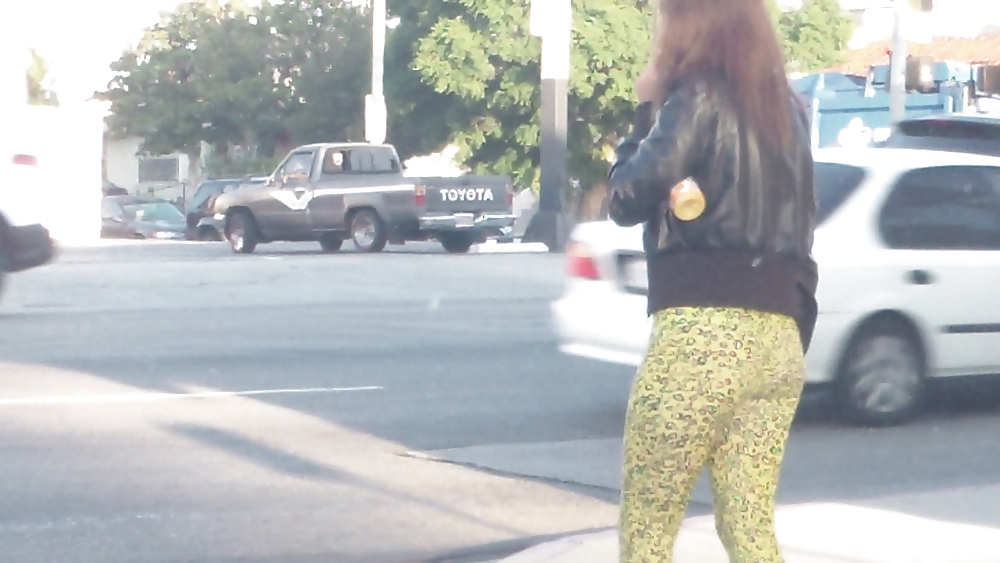 Teen street corner girl butt & ass in tights #22751759