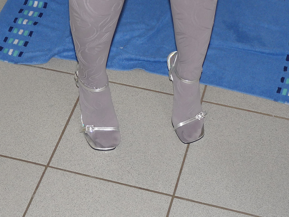 Moglie argento lucido sandali tacchi collant
 #20092568