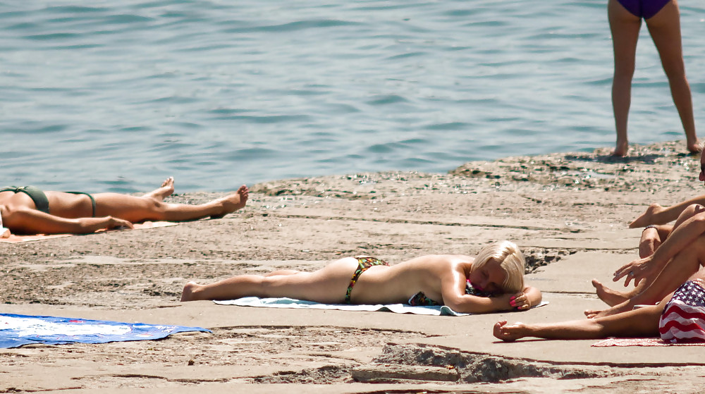 Thongs and toplessness on beach Ukraine)) #4648986