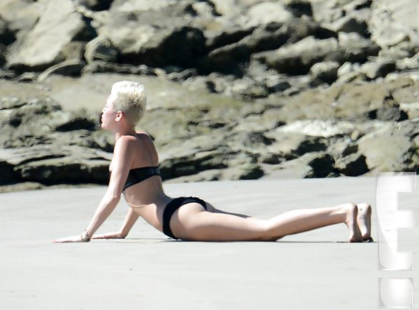 Sexy Miley Cyrus Bikini Beach Yoga Girl in Costa Rica 2013 #14356949