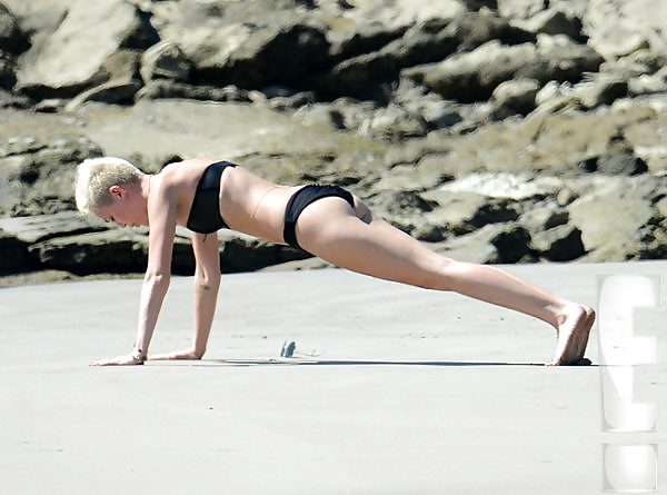 Sexy Miley Cyrus Bikini Beach Yoga Girl in Costa Rica 2013 #14356963