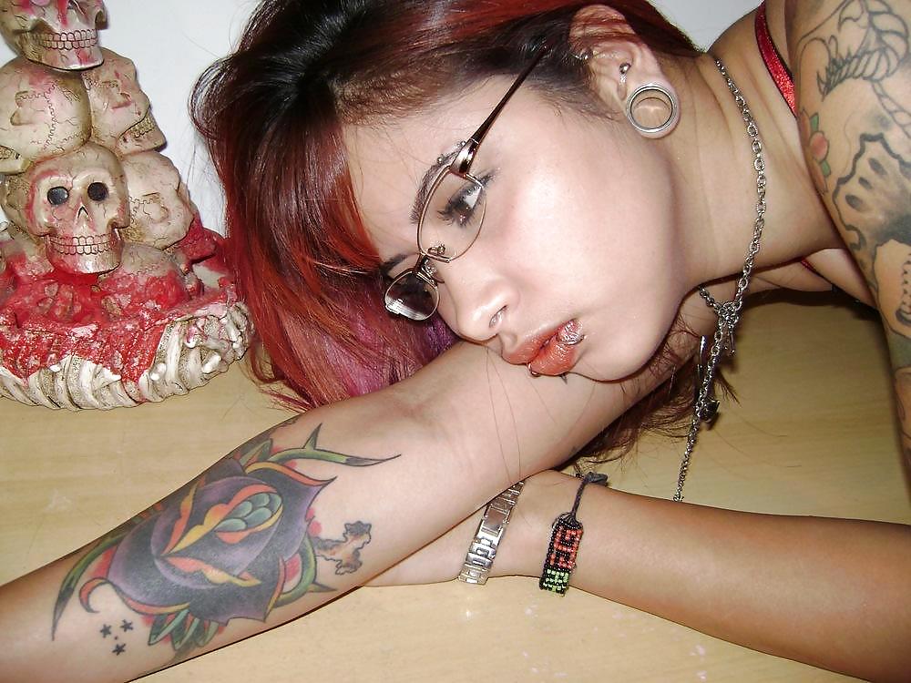 TATTOOED GOTH SHOWING OFF #9713874