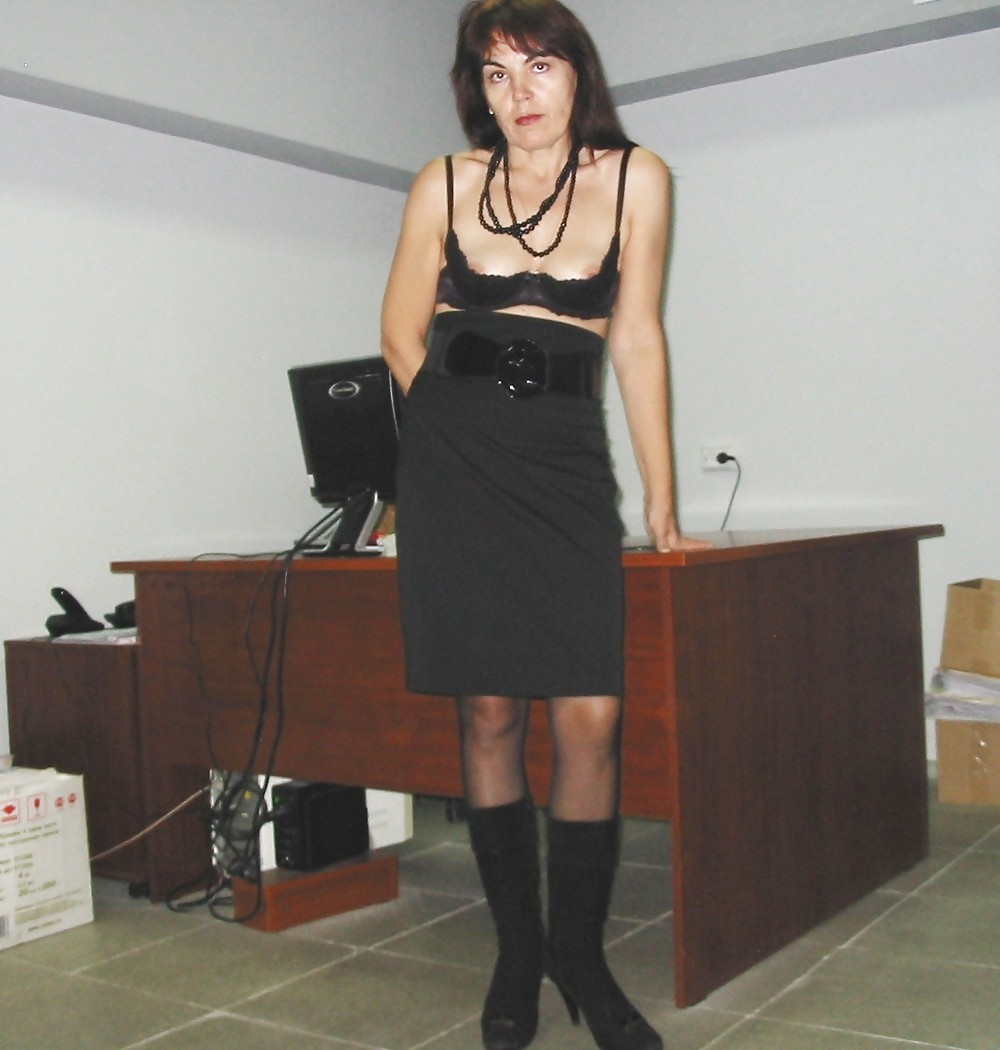 Mature girl striptease at the office. #1857762
