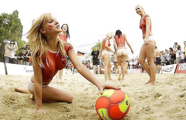 babes play beach soccer #15380303